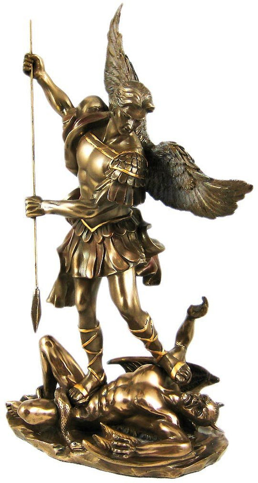 St. Michael Statue Cold Cast Bronze 10 Inch