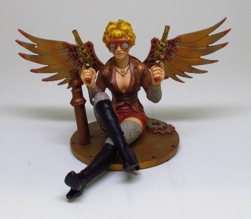 Steampunk Lady Double Gun Assasin Statue 5"Tall