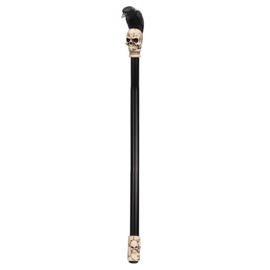 PTC Raven and Skeleton Resin Skull Topped Figurine Men's Walking Cane