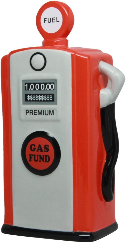 PTC Pacific Giftware Ceramic Gas Pump Savings Piggy/Coin/Money Bank, Red