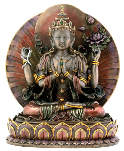 Large Avalokiteshvara Tibetian Buddhism Statue - 10 inch H