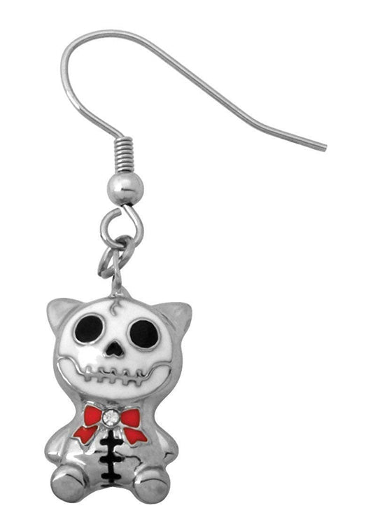 Furrybones Cat Mao Mao Skeleton Boy Drop & Dangle Earrings