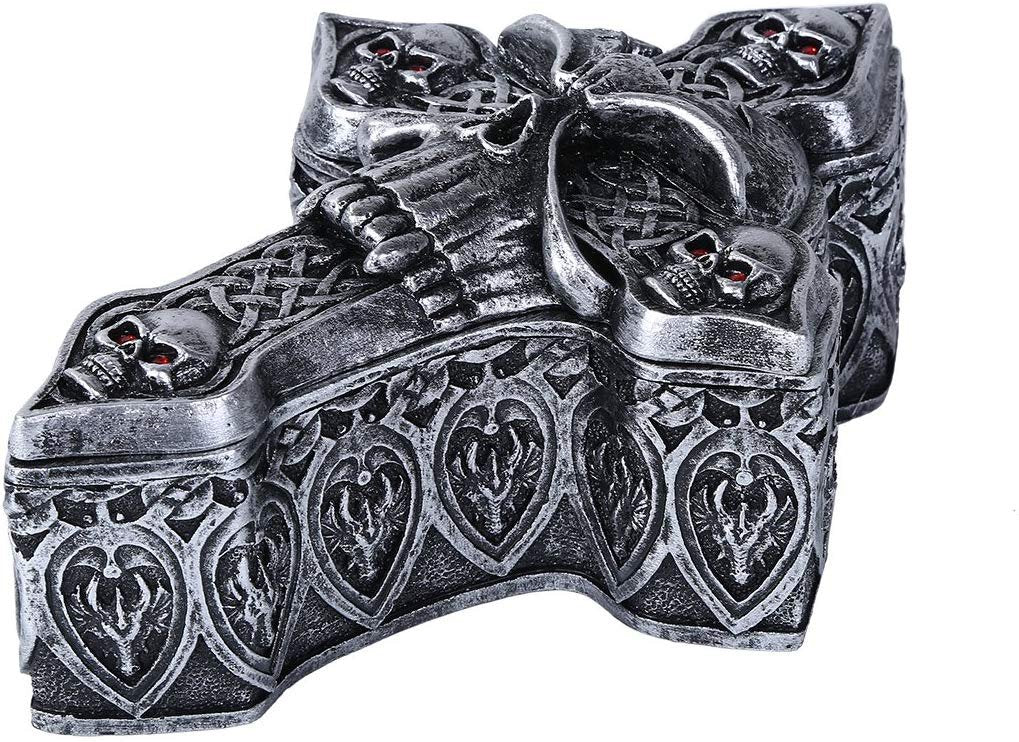 Pacific Giftware Celtic Skull Ossuary Style Cross Shape Coffin Lidded Trinket Box 6.5 inch L