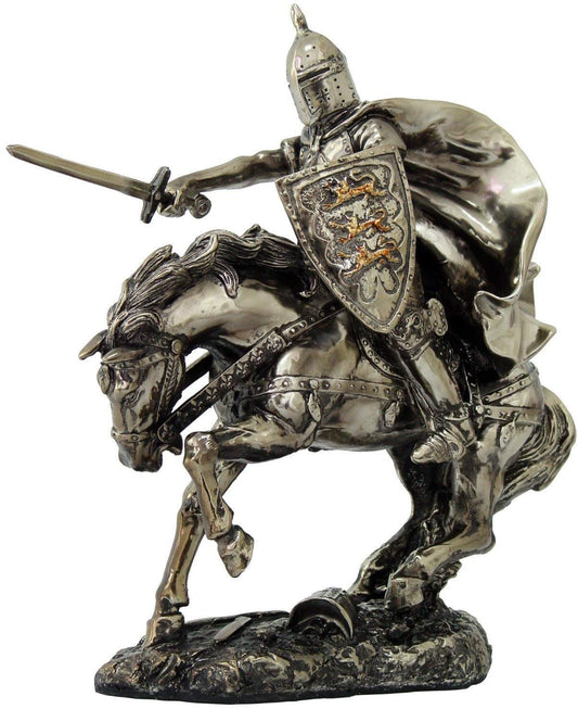 PTC 8.5 Inch Armored Knight with Sword on Charging Horse Statue Figurine