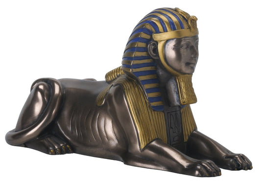 7 Inch Egyptian Sphinx Statue Figurine, Cold Cast Bronze Colored