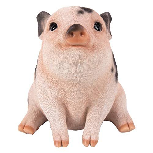 Pacific Giftware PT Realistic Look Statue Farm Baby Pig Piglet Sitting Home Decorative Resin Figurine