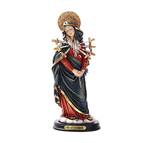 Pacific Giftware Our Lady of Sorrows Wood Base with Brass Name Plate Home Decor