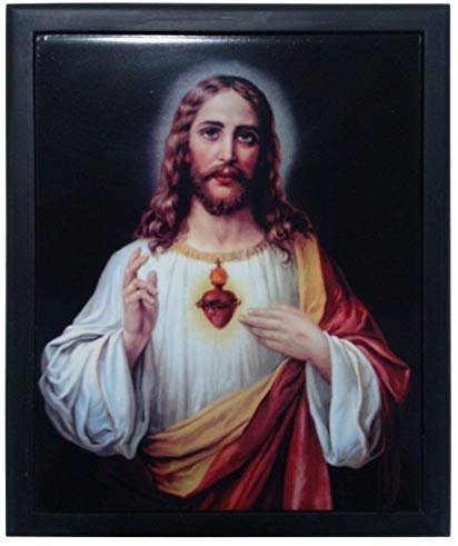 PTC 11 Inch Sacred Heart of Jesus Orthodox Religious Framed Tile Wall Art