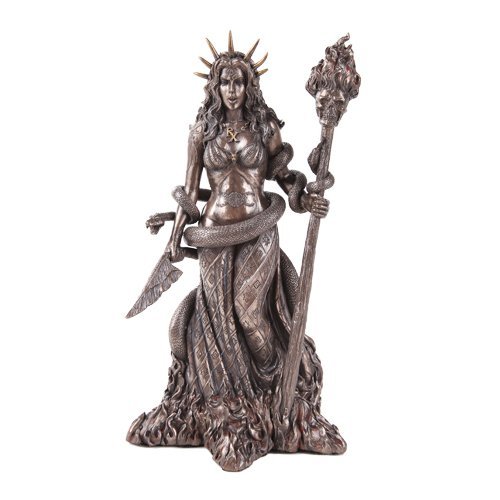 Greek Witchcraft Pagan Hecate Statue Bronze Patina