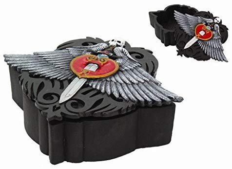 5.75 Inch Tribal Wings Tattoo Pattern Jewelry/Trinket Box Figurine