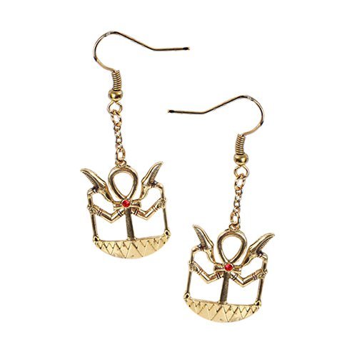 EGYPTIAN ANKH GOLDEN STUB EARRINGS PEWTER ALLOY