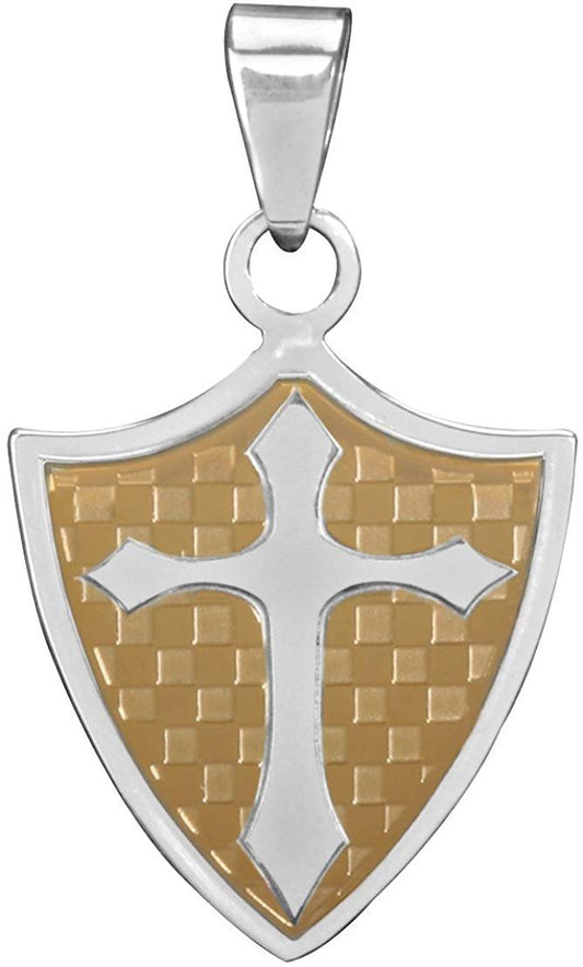 YTC Summit Cross Shield Pendant -Gold- Collectible Medallion Necklace Accessory