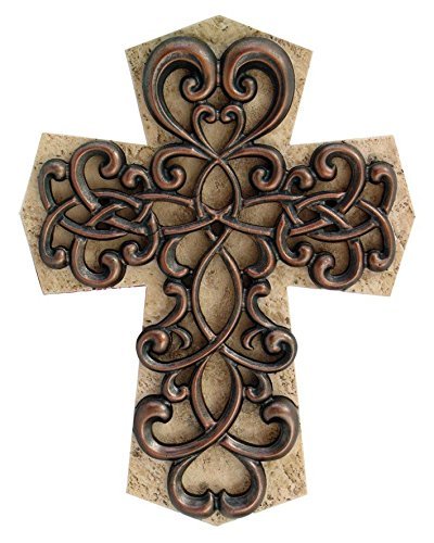 PTC 12.25 Inch Multi Layered Swirl Metal Cross Wall Statue Figurine