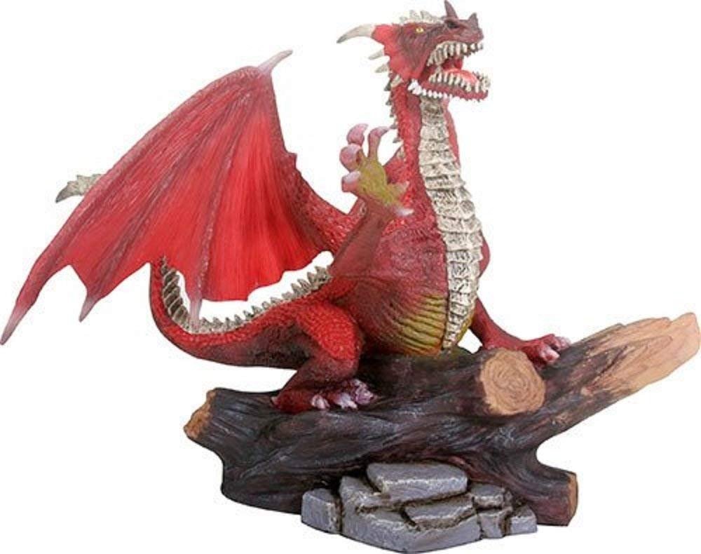 YTC Summit International Red Dragon Standing on Log Fantasy Statue Figurine Mythical Decoration New