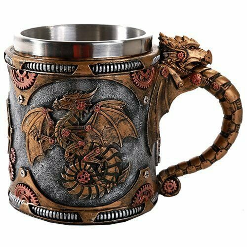 Steampunk Mechanical Gearwork Dragon Beer Stein Tankard Decor Gift 13oz