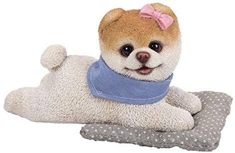 Pacific Giftware PT Short Hair Ribbon Bow Tie Boo Dog on Pillow Home Decorative Resin Figurine