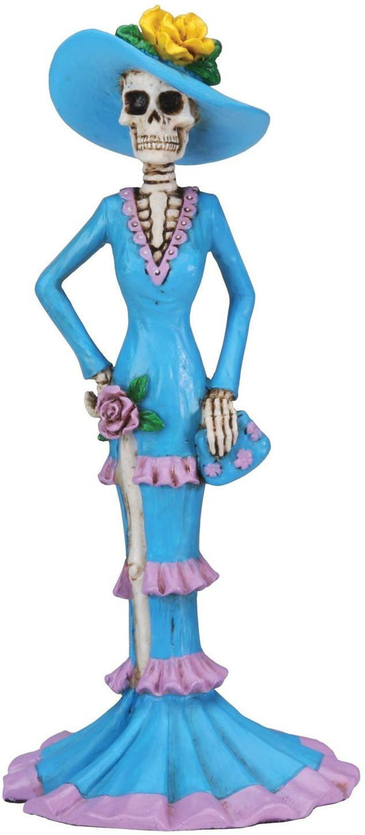 Dod Blue Senorita Mexican Traditional Skeleton Figurine