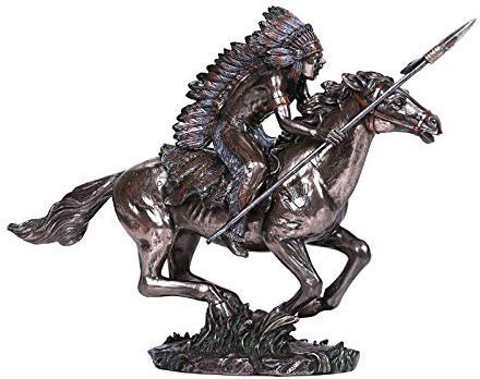 Pacific Giftware Native Indian Warrior on Horse Cold Cast Bronze Collectible Figurine