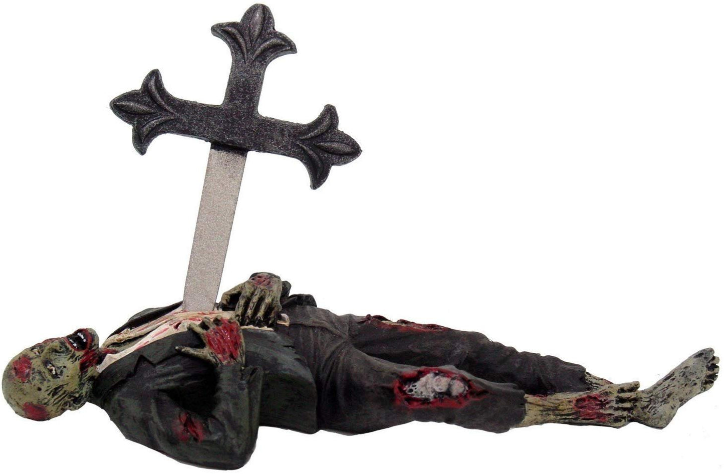 7 Inch Resin Letter Opener with Zombie Knife Holder, Black