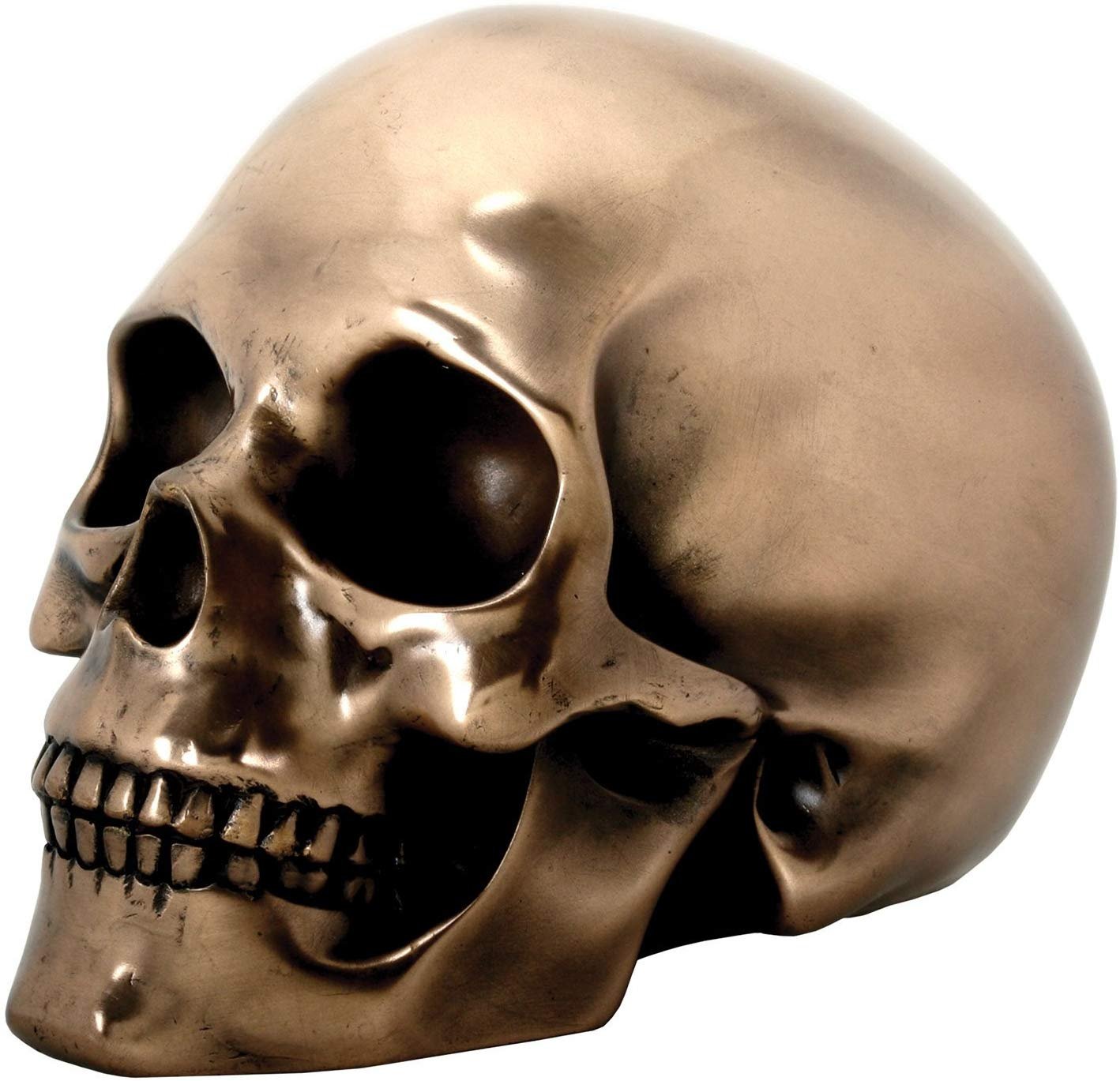 SUMMIT COLLECTION Decorative Bronze Colored Skull Head Skeleton Figurine Statue