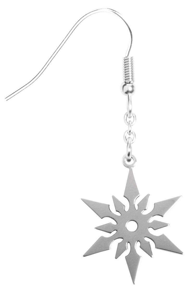 Ninja Star Earrings - Collectible Jewelry Accessory Dangle Studs Jewel