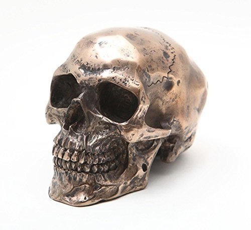 PTC 3.25 Inch Small Bronze Finish Skeleton Skull Statue Figurine