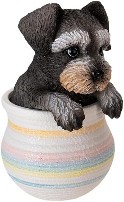 Pacific Giftware Mini Schnauzer in Pot, A Mini Schnauzer in Realistic Form Seated in a Pot, Decorative Mini Schnauzer in Pot