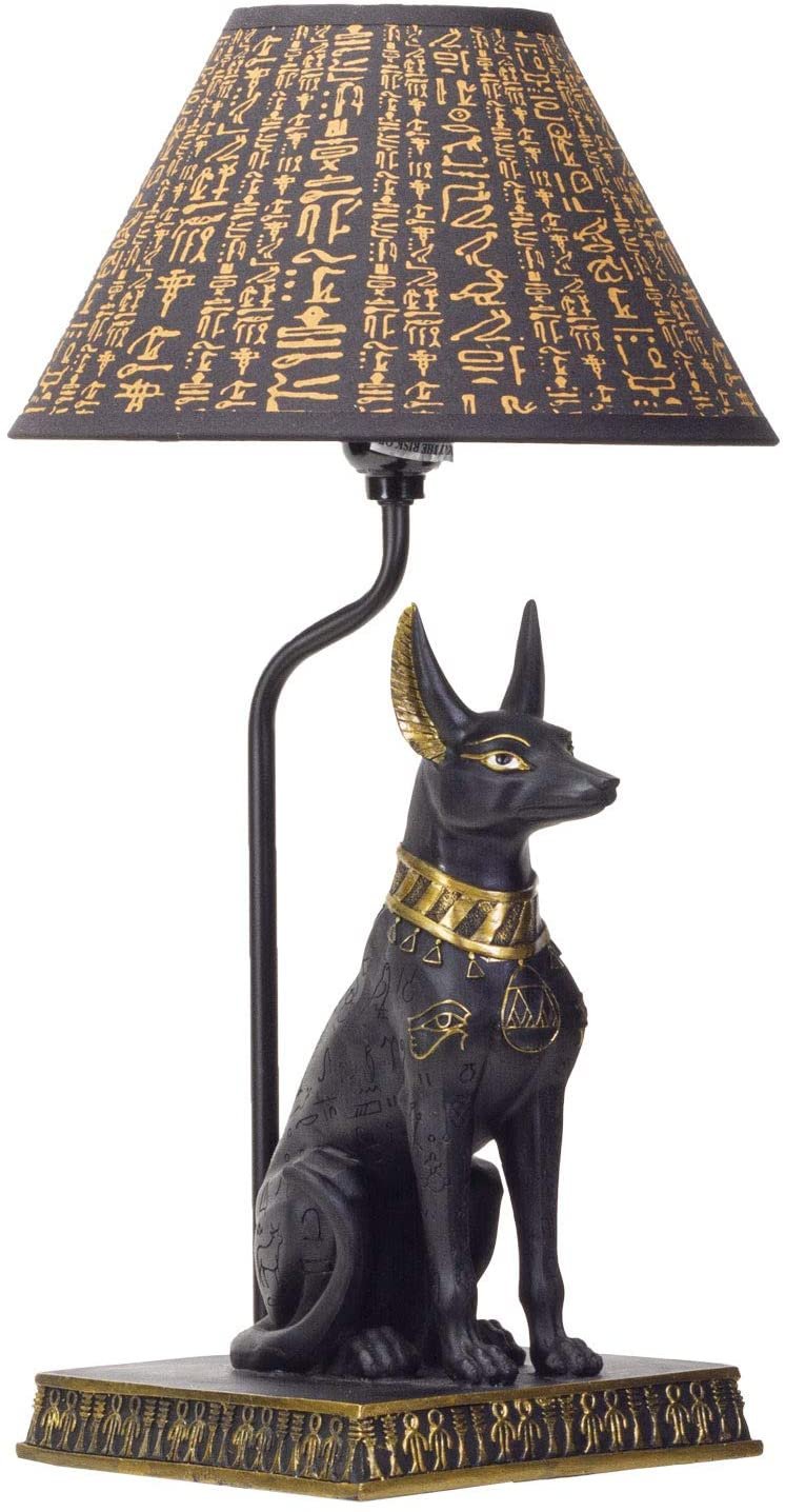 Pacific Giftware Egyptian God of Underworld Anubis Sculptural Table Lamp with Shade 18 inch Tall