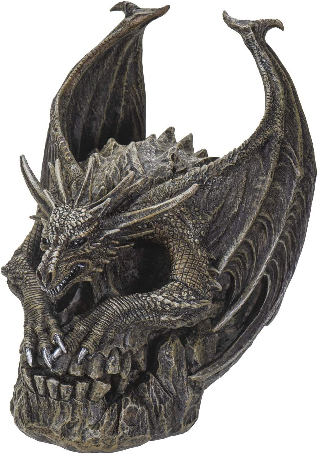 Summit Collection Spiral Dark Gothic Draco Dragon on Mutated Skull Figurine Fantasy Gothic Decorative Sculpture 7.5 Inches