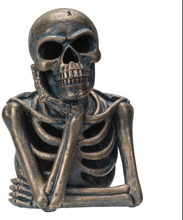 Pacific Giftware LED Skeleton Thinking Listening Pose Resin Collectible Figurine 9.84” Tall