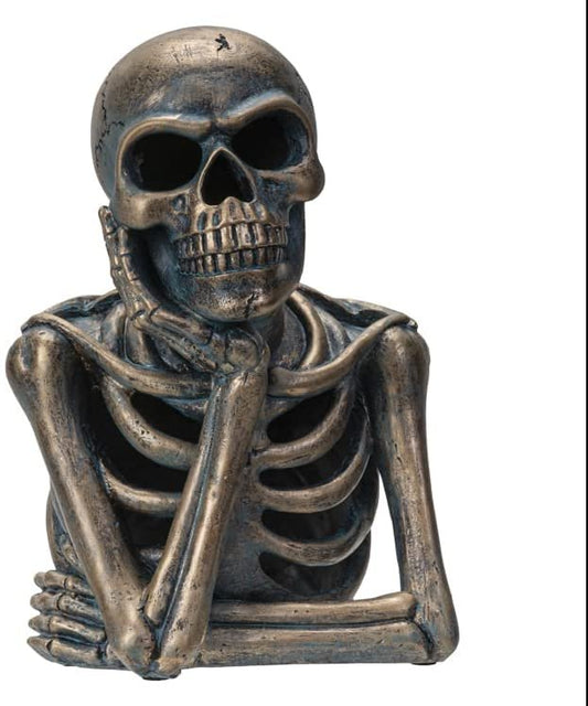 Pacific Giftware LED Skeleton Thinking Listening Pose Resin Collectible Figurine 9.84” Tall