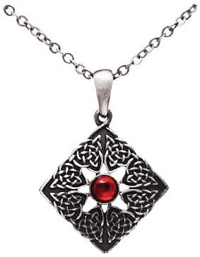 Botega Exclusive 1” Celtic Woven Pattern Red Gemstone Pendant Zinc Alloy 100% Lead Free