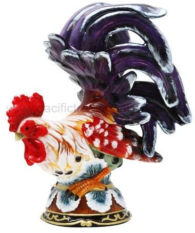 Botega Exclusive Ceramic Rooster Festive Perching Multicolor Home Accent 9.5” Tall