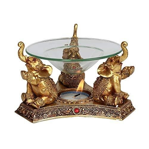 Pacific Giftware Golden Triple Elephant Oil Burner Home Decor