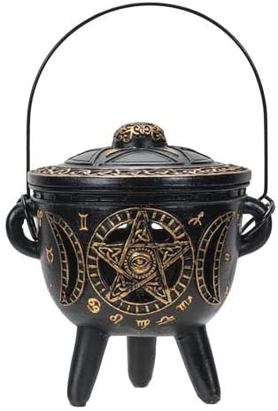 Pacific Giftware LED Triple Moon Ornamental Gold Accent Cauldron 7.20” Tall