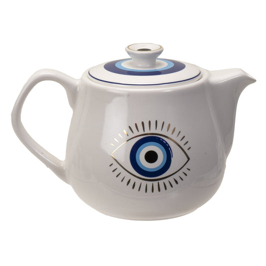 EVIL EYE TEA POT WHITE