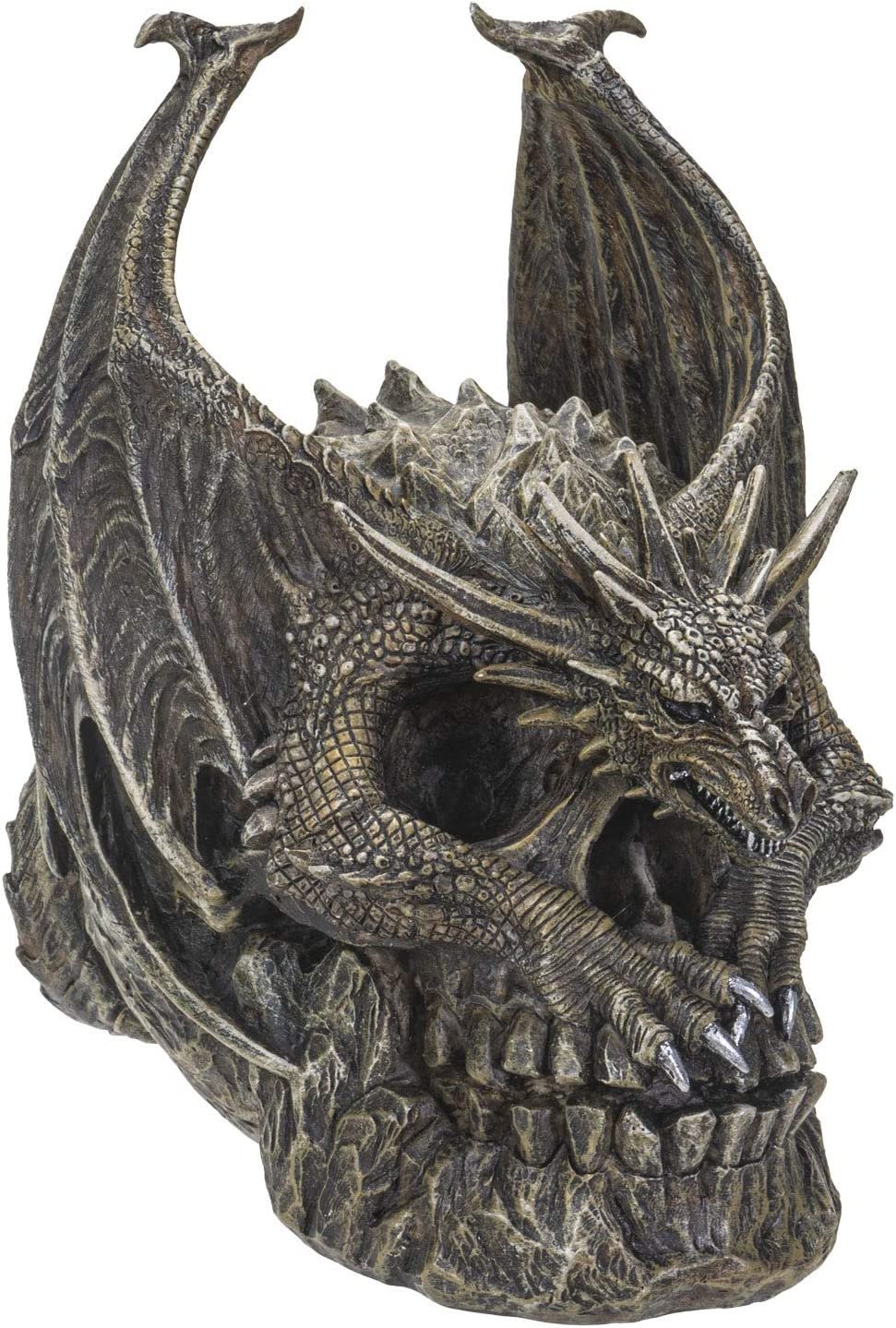 Summit Collection Spiral Dark Gothic Draco Dragon on Mutated Skull Figurine Fantasy Gothic Decorative Sculpture 7.5 Inches