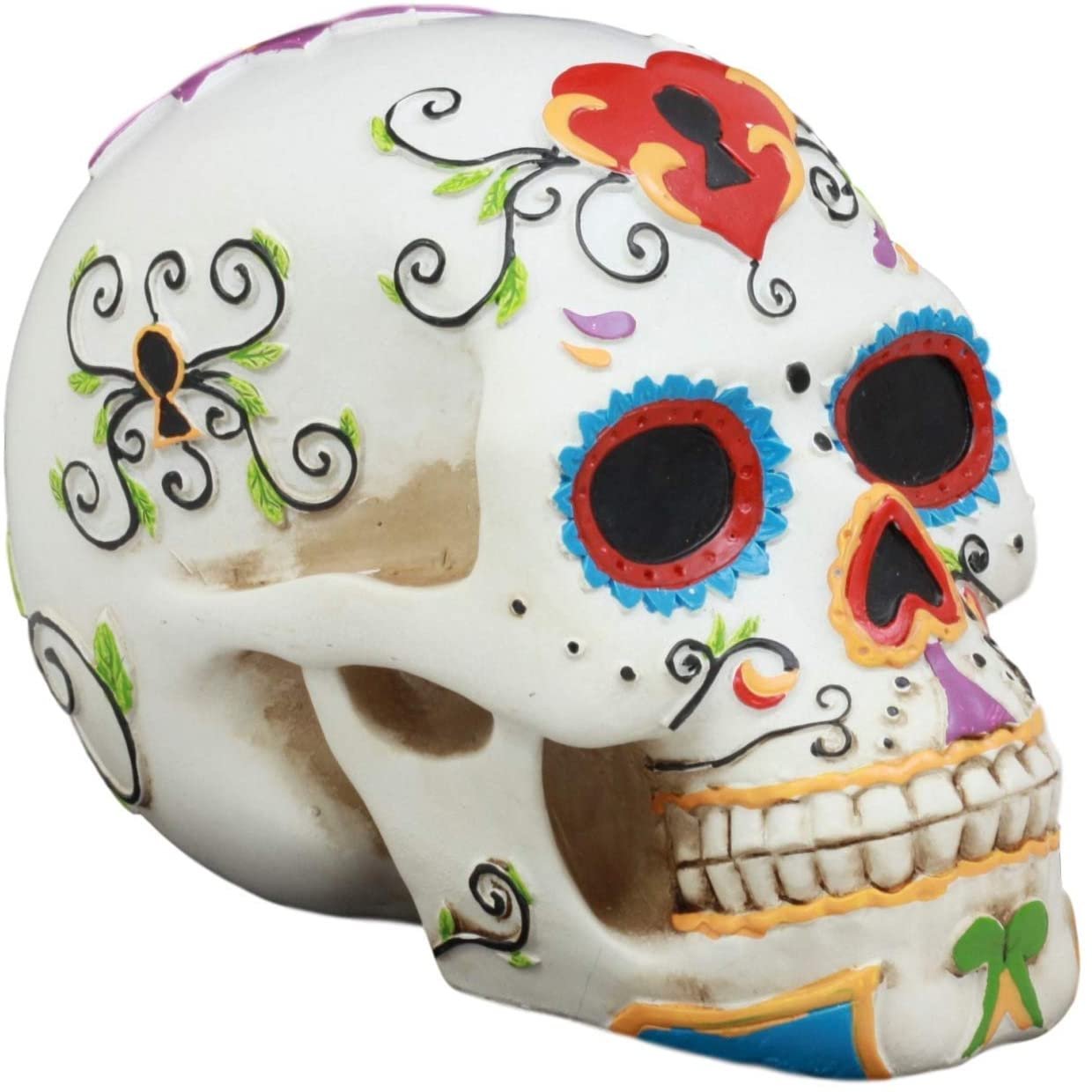 Pacific Giftware PTC 5.5 Inch Multicolor Patterned Day of The Dead Skull Statue Figurine