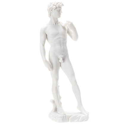 12.5 Inch Michelangelo's "David" Nude Renaissance Masterpiece Replica Resin Sculpture Marble White Finish