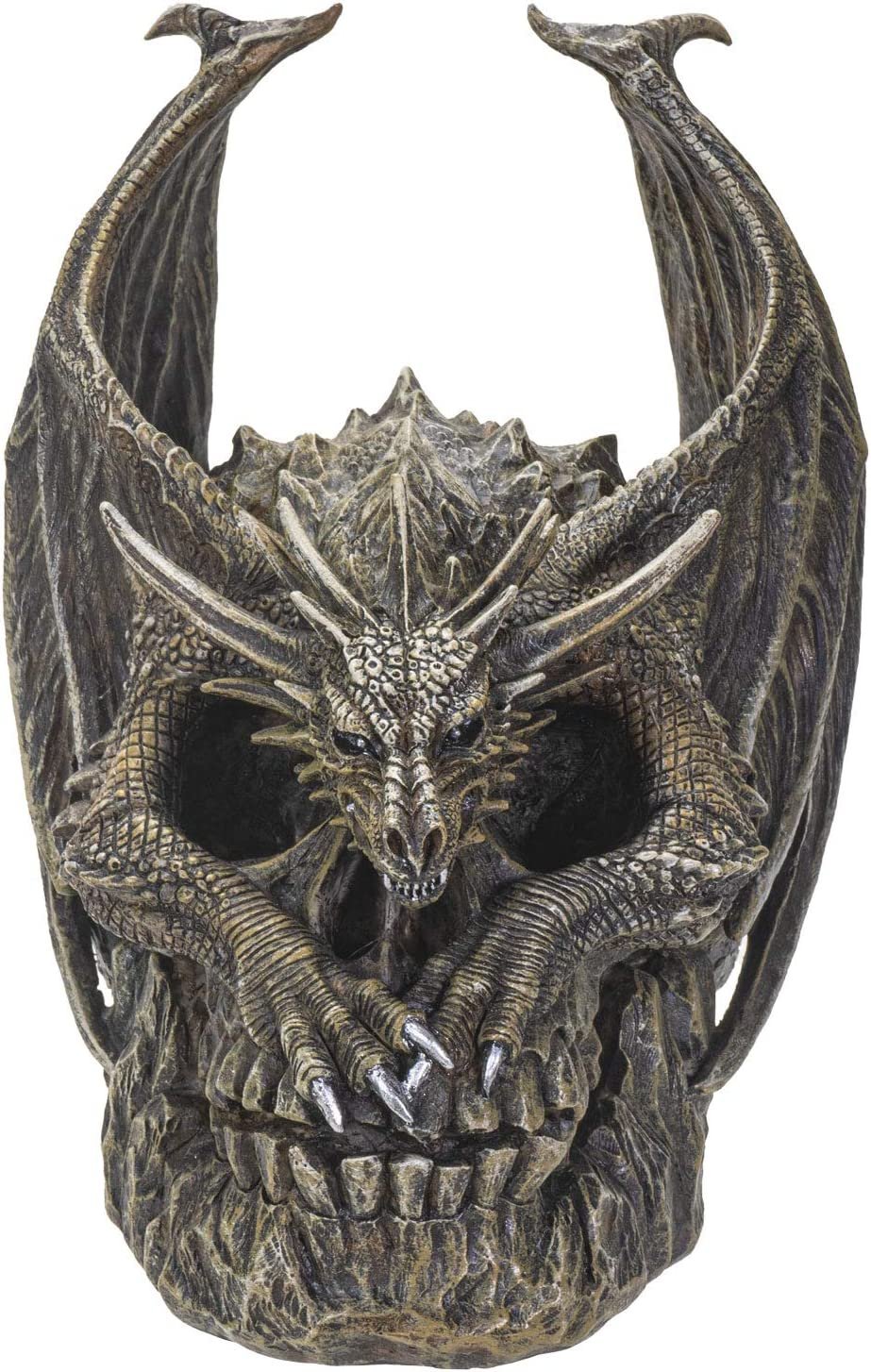 Summit Collection Spiral Dark Gothic Draco Dragon on Mutated Skull Figurine Fantasy Gothic Decorative Sculpture 7.5 Inches