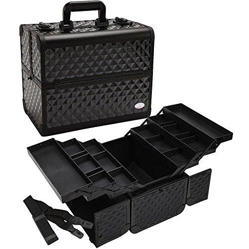 Makeup Train Case 13.5" Aluminum Professional Cosmetic Organizer Box with Adjustable Dividers