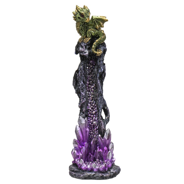 Botega Exclusive Green Dragon Crystal Geode Stick Incense Burner 9.75” Tall