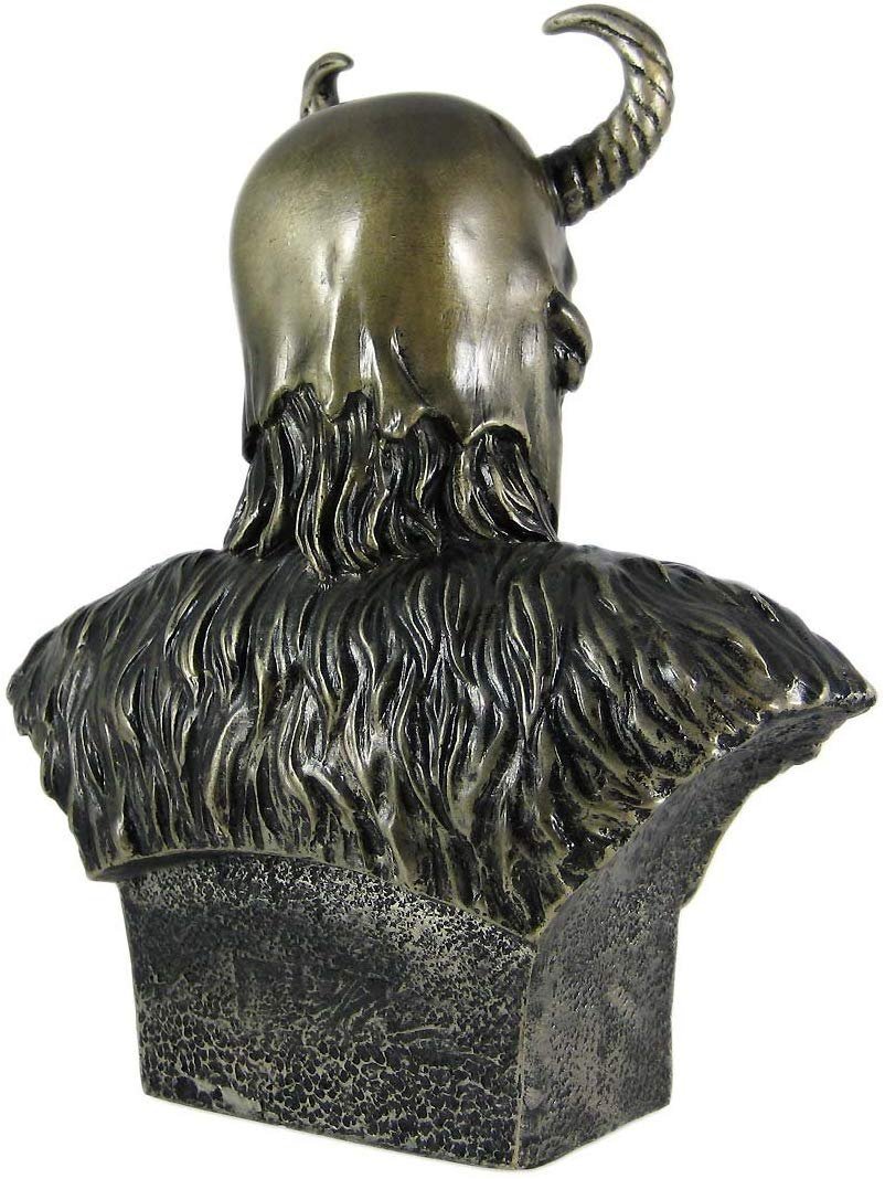 Norse God Thor Steel Finish Bust Statue Thunder Hammer