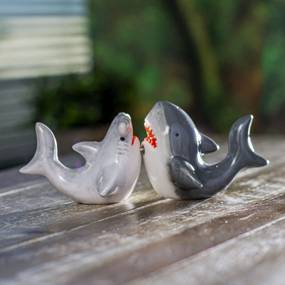 Sharks Couple Ceramic Food Salt and Pepper Shakers