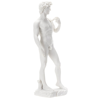 12.5 Inch Michelangelo's "David" Nude Renaissance Masterpiece Replica Resin Sculpture Marble White Finish