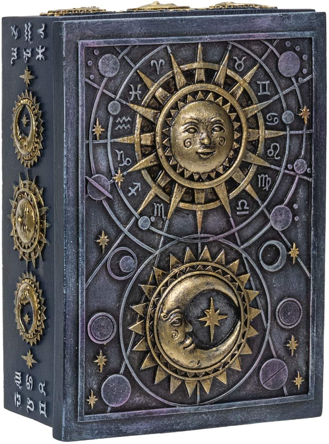 Pacific Giftware Fortune Telling Astrology Sun and Moon Design Sculptural Tarot Box Jewelry Trinket Keepsake Fengshui Lucky Talisman Home Accent Decor 5.25"L