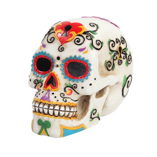 Pacific Giftware PTC 5.5 Inch Multicolor Patterned Day of The Dead Skull Statue Figurine