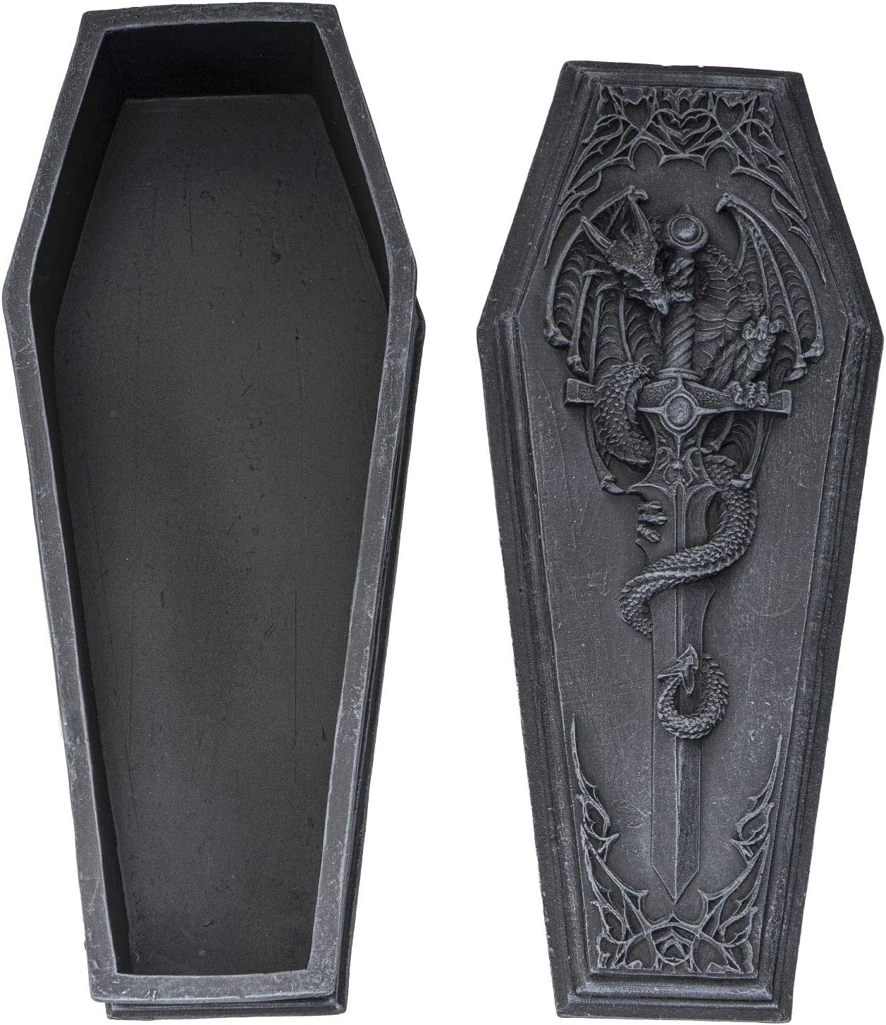 Summit Collection Gothic Dragon Sword Coffin Keepsake Box Collectible Sculpture Trinket Box 10 Inches