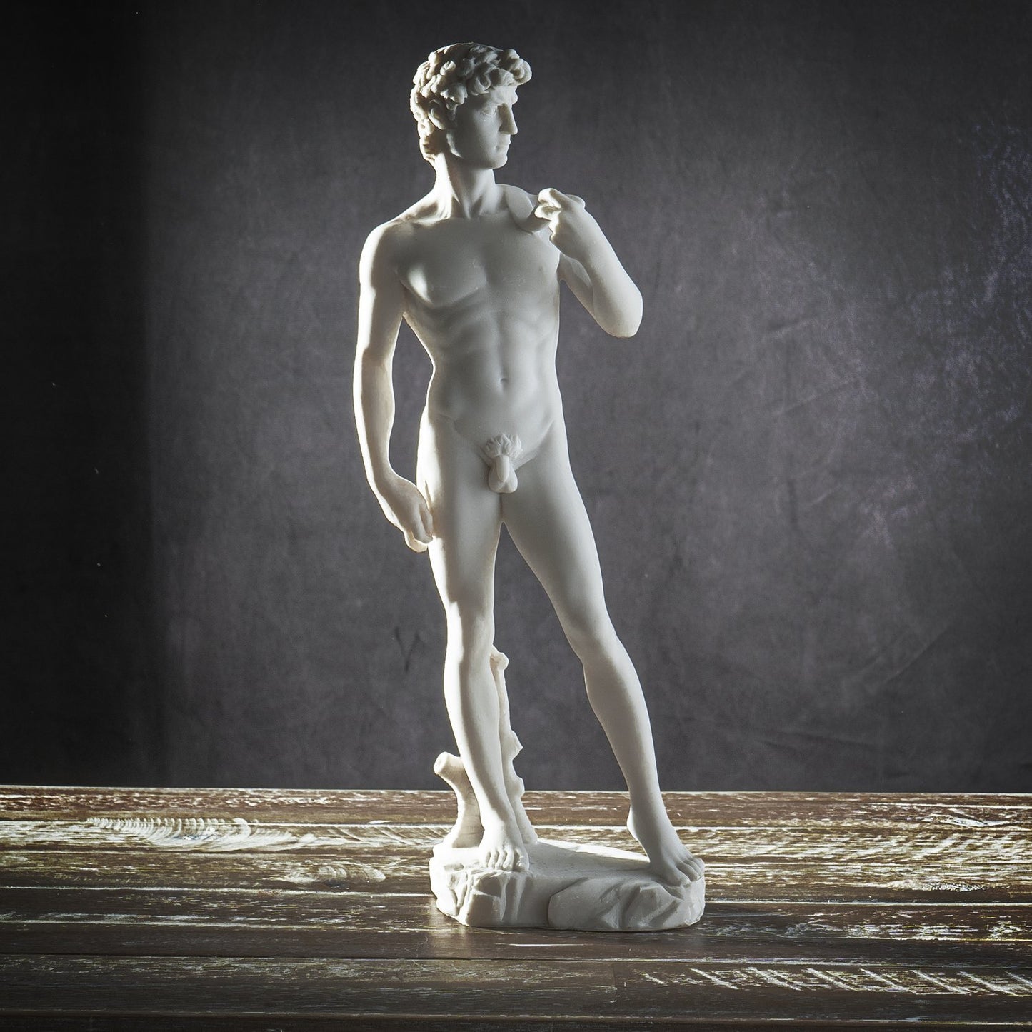 12.5 Inch Michelangelo's "David" Nude Renaissance Masterpiece Replica Resin Sculpture Marble White Finish