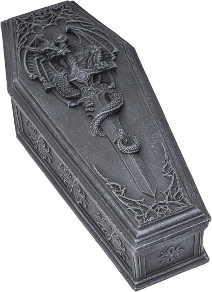 Summit Collection Gothic Dragon Sword Coffin Keepsake Box Collectible Sculpture Trinket Box 10 Inches